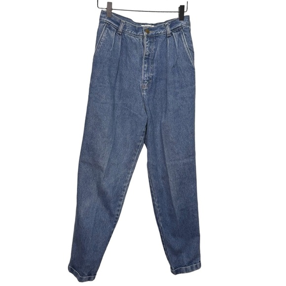 Vintage Calvin Klein Sport High Rise Pleated Mom Jeans Tapered Rolled Cuff - Picture 1 of 10